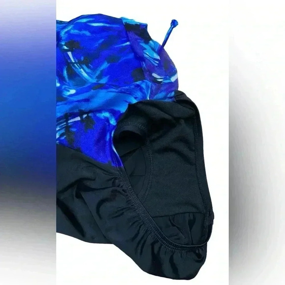 NWOT, Longitude, Ruffle Surplice Long  Torso One Piece Swimsuit, 8, Blue - Picture 6 of 12